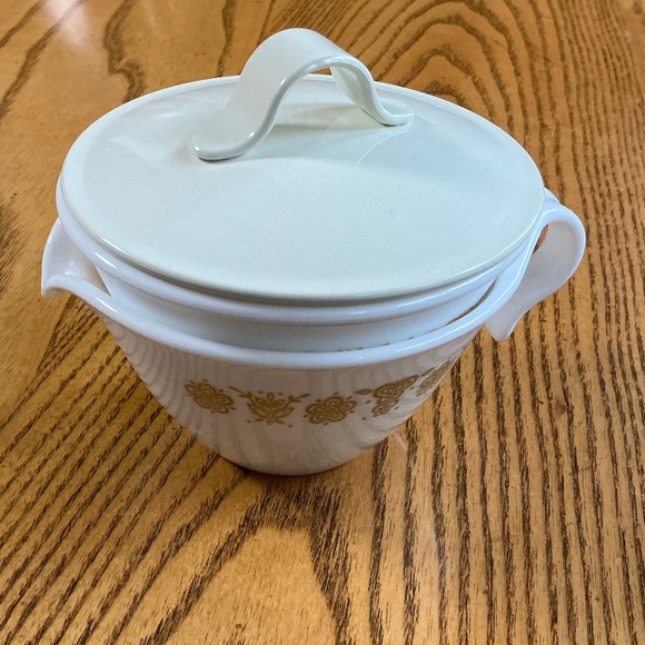 Vintage Corelle Butterfly Gold Sugar Bowl & Creamer Server Set With Lid - Picture 5 of 5